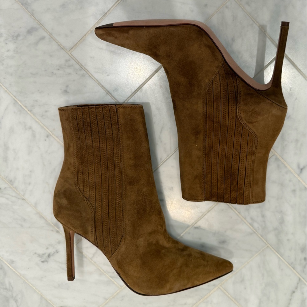Veronica Beard NEW Lisa Stiletto Tan Suede Heeled Boots size 7.5 $495